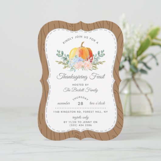 Rustikales Erntedank-Dinner Einladung (Stehend Vorderseite)