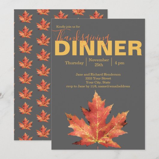 Rustikales Erntedank Dinner Einladung (Vorne/Hinten)