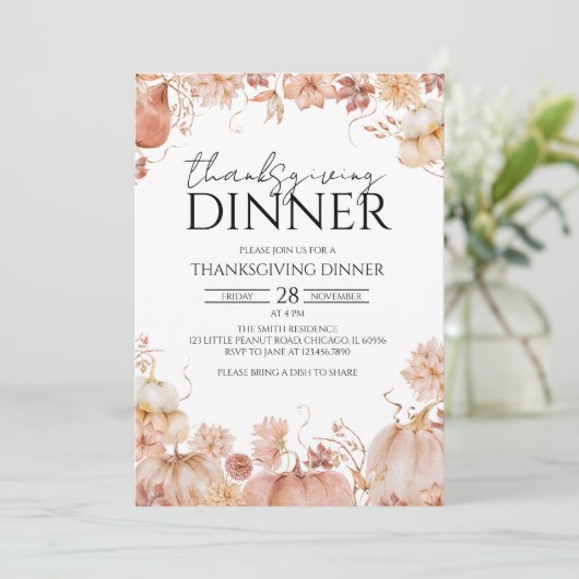 Rustikales Erntedank-Dinner Einladung (Stehend Vorderseite)