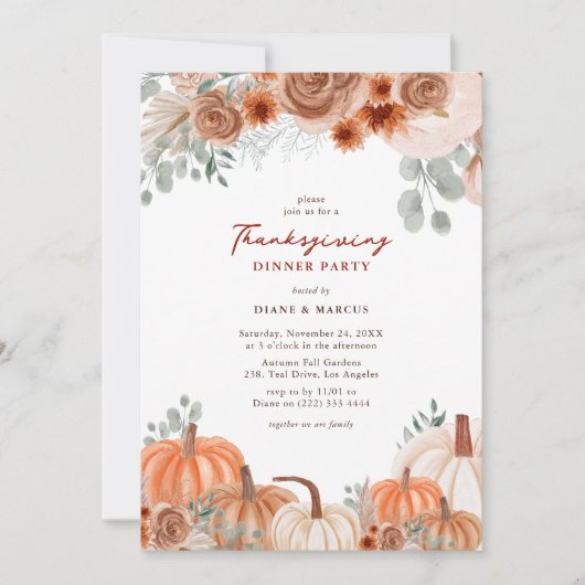 Rustikales Erntedank-Dinner Einladung (Vorderseite)