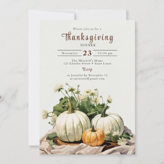 Rustikales Erntedank-Dinner Einladung (Vorderseite)