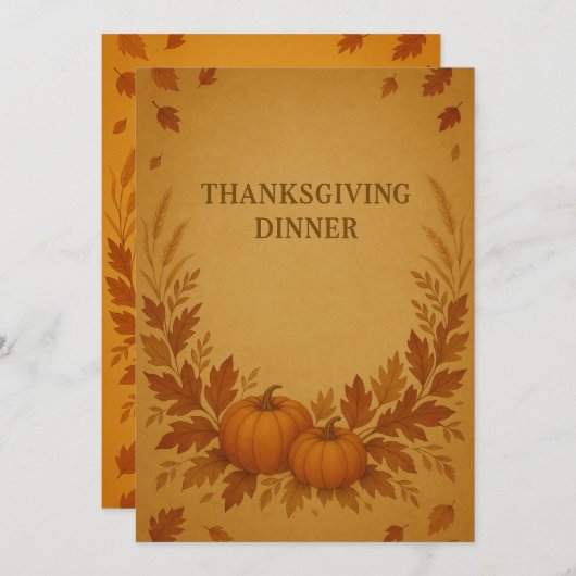 Rustikales Erntedank Dinner Einladung | Kürbis (Vorne/Hinten)