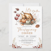 Rustikales Erntedank Dinner Fall Pumpkin Potluck Einladung (Vorderseite)