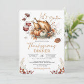 Rustikales Erntedank Dinner Fall Pumpkin Potluck Einladung (Stehend Vorderseite)