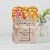 Rustikales Erntedank Dinner Herbst beleuchtet Einladung (Stehend Vorderseite)