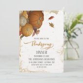 Rustikales Erntedank Dinner Herbst Pumpkin Einladung (Stehend Vorderseite)