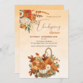 Rustikales Erntedank-Dinner im Herbst Einladung (Vorne/Hinten)