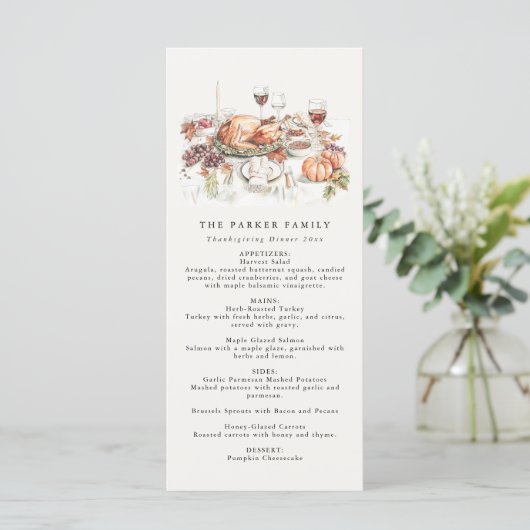 Rustikales Erntedank Dinner Menü Menükarte (Stehend Vorderseite)