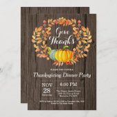 Rustikales Erntedank Dinner Party Herbst Herbst Einladung (Vorne/Hinten)