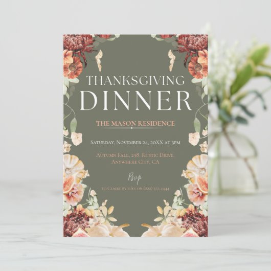 Rustikales Erntedank Dinner Pumpkin Einladung (Stehend Vorderseite)