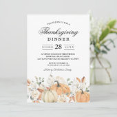 "Rustikales Erntedank Dinner Pumpkin Einladung (Stehend Vorderseite)