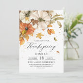 Rustikales Erntedank Dinner Pumpkin Einladung (Stehend Vorderseite)