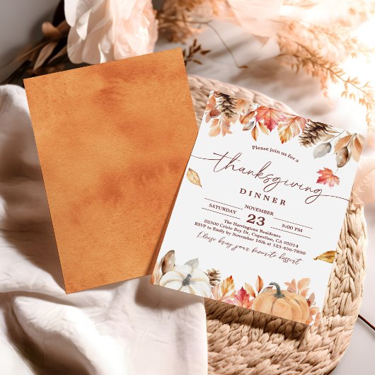 Rustikales Erntedank Dinner Pumpkin Einladung