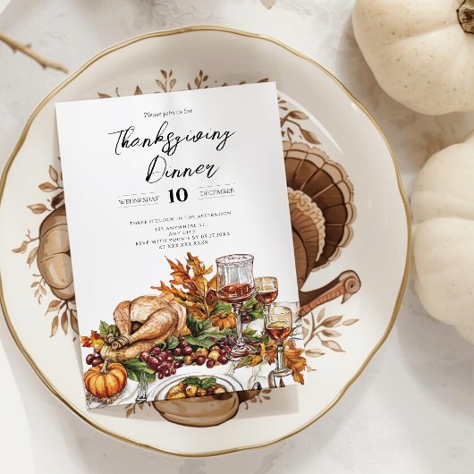 Rustikales Erntedank Dinner Pumpkin Einladung