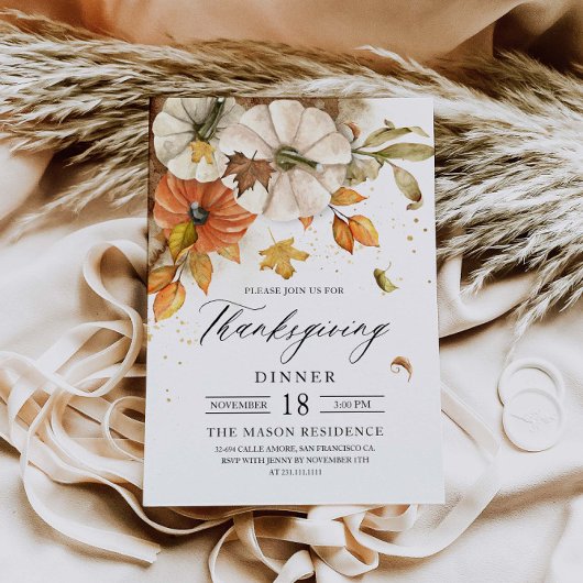 Rustikales Erntedank Dinner Pumpkin Einladung