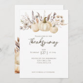 Rustikales Erntedank Dinner Pumpkin Einladung (Vorne/Hinten)