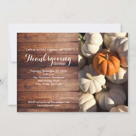 Rustikales Erntedank Dinner Pumpkin Fall Foto Einladung (Vorderseite)