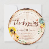 Rustikales Erntedank Dinner Pumpkin Wood Herbst Einladung (Vorderseite)