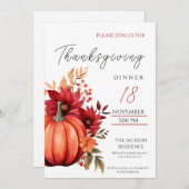 Rustikales Erntedank Dinner Red Pumpkin Einladung (Vorne/Hinten)