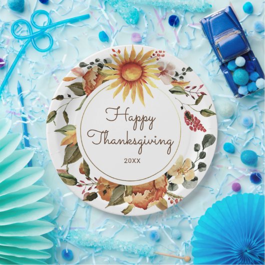 Rustikales Erntedank im Herbst Pappteller (Party)