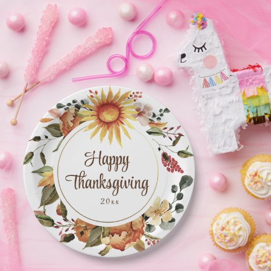 Rustikales Erntedank im Herbst Pappteller (Party)