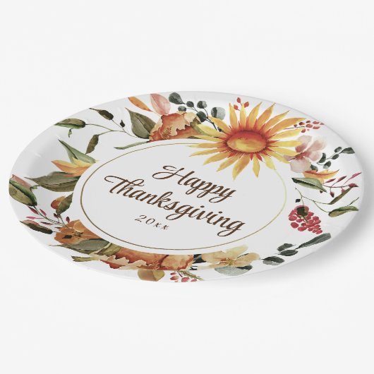 Rustikales Erntedank im Herbst Pappteller (Schrägansicht)