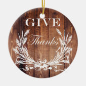 rustikales Erntedank-Kranz Holz geben Dank Keramik Ornament (Vorne)