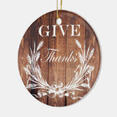 rustikales Erntedank-Kranz Holz geben Dank Keramik Ornament (Links)
