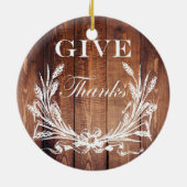 rustikales Erntedank-Kranz Holz geben Dank Keramik Ornament (Hinten)