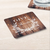rustikales Erntedank-Kranz Holz geben Dank Rechteckiger Pappuntersetzer (angewinkelt)