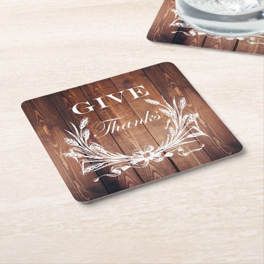 rustikales Erntedank-Kranz Holz geben Dank Rechteckiger Pappuntersetzer (angewinkelt)