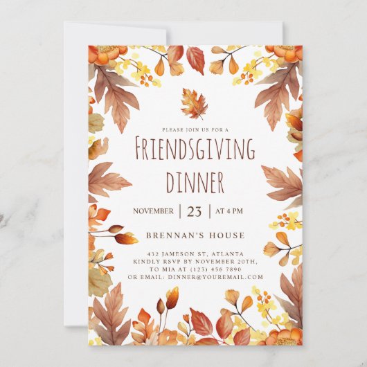 Rustikales Erntedank Party Freundliches Abendessen Einladung (Vorderseite)