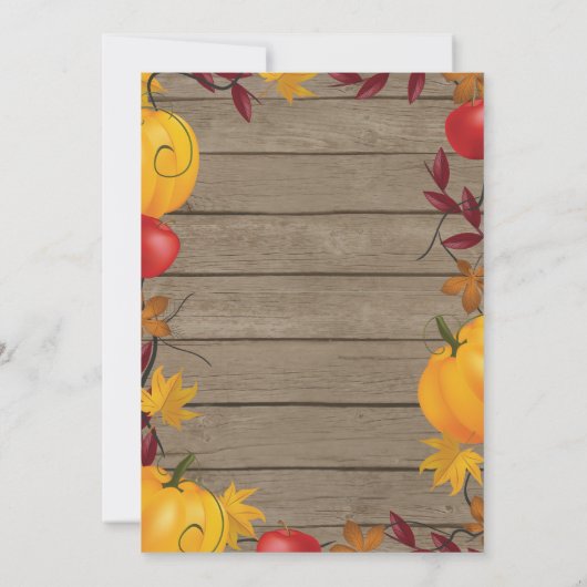 Rustikales Erntedank Party Herbst Einladung (Rückseite)