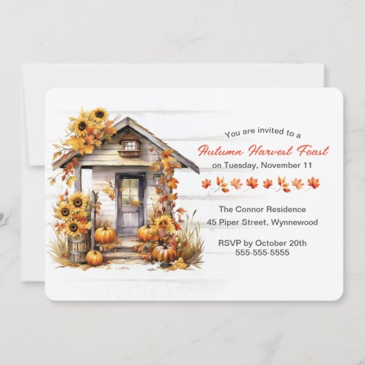 Rustikales Erntefest im Herbst Einladung (Vorderseite)
