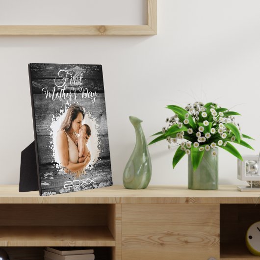 Rustikales Erster Muttertag Foto Plaque Fotoplatte
