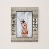 Rustikales Erster Muttertag Oma Foto Wood Puzzle (Vertikal)