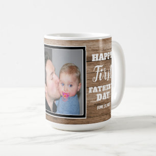 Rustikales Erster Vater's Day Bester Vater je Foto Kaffeetasse