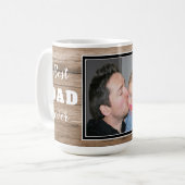 Rustikales Erster Vater's Day Bester Vater je Foto Kaffeetasse (Vorderseite Links)