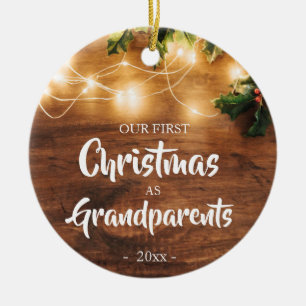 Rustikales erstes Weihnachten als Großeltern Keramik Ornament