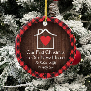 Rustikales erstes Weihnachten Neues Zuhause Herz K Keramik Ornament