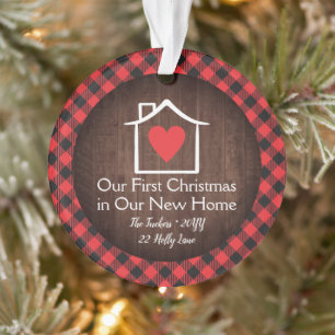 Rustikales erstes Weihnachten neues Zuhause Herz K Ornament
