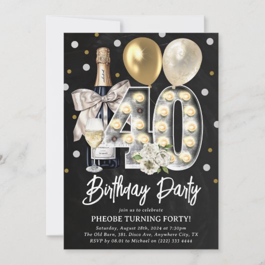 Rustikales Erwachsener 40. Geburtstag Party Einladung (Vorderseite)