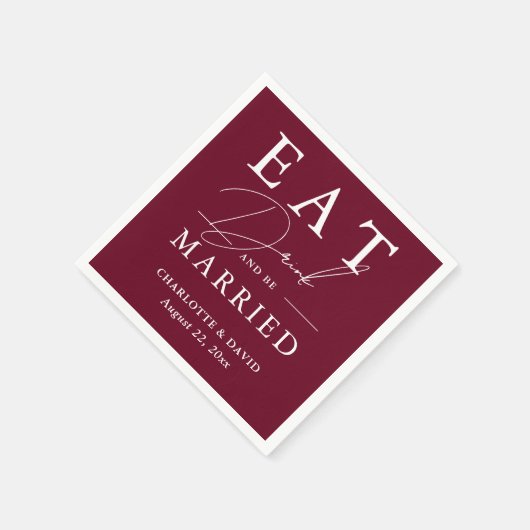 Rustikales Essen Drink und Verheiratete Burgunder  Serviette (Ecke)