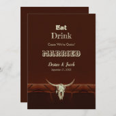 Rustikales Essgetränk Verheiratete Hochzeitstiefel Ankündigung (Vorne/Hinten)