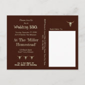 Rustikales Essgetränk Verheiratete Hochzeitstiefel Ankündigungspostkarte (Rückseite)