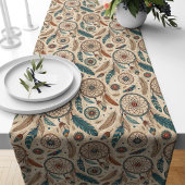 Rustikales Ethnic Table Runner Dreamcatcher Design Großer Tischläufer