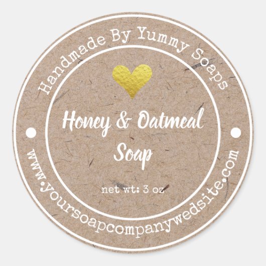 Rustikales Etikett für handgemachte Seifen Runder Aufkleber (Vorderseite)