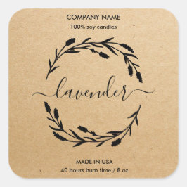 Rustikales Etikett für Kerzen Quadratischer Aufkleber