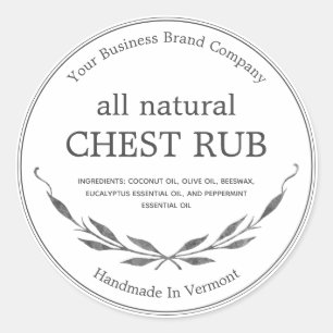 Rustikales Eucalyptus Camphor Rub Balm Produktetik Runder Aufkleber