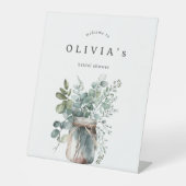 Rustikales Eukalyptus-Brautparty Willkommen Sockelschild (Vorderseite)